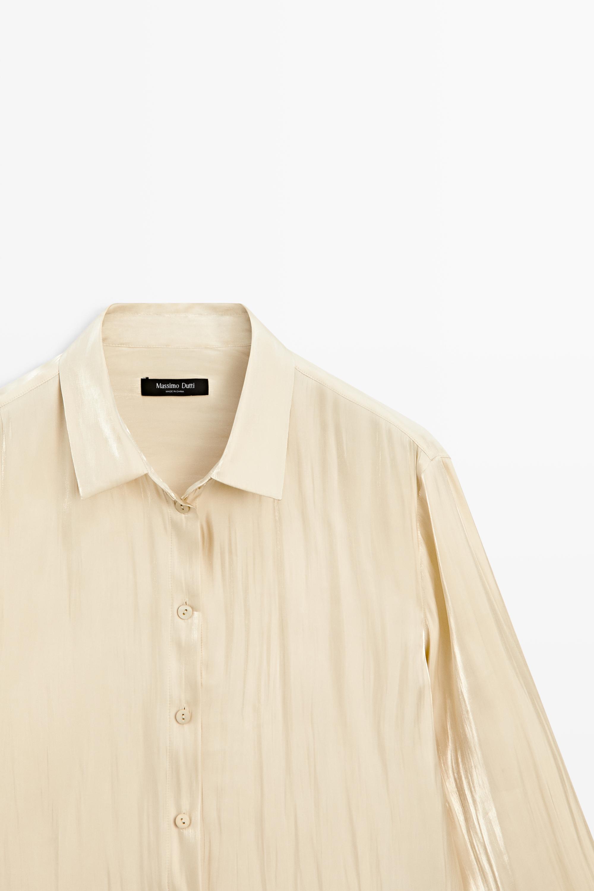 Flowing satin shirt with tie detail